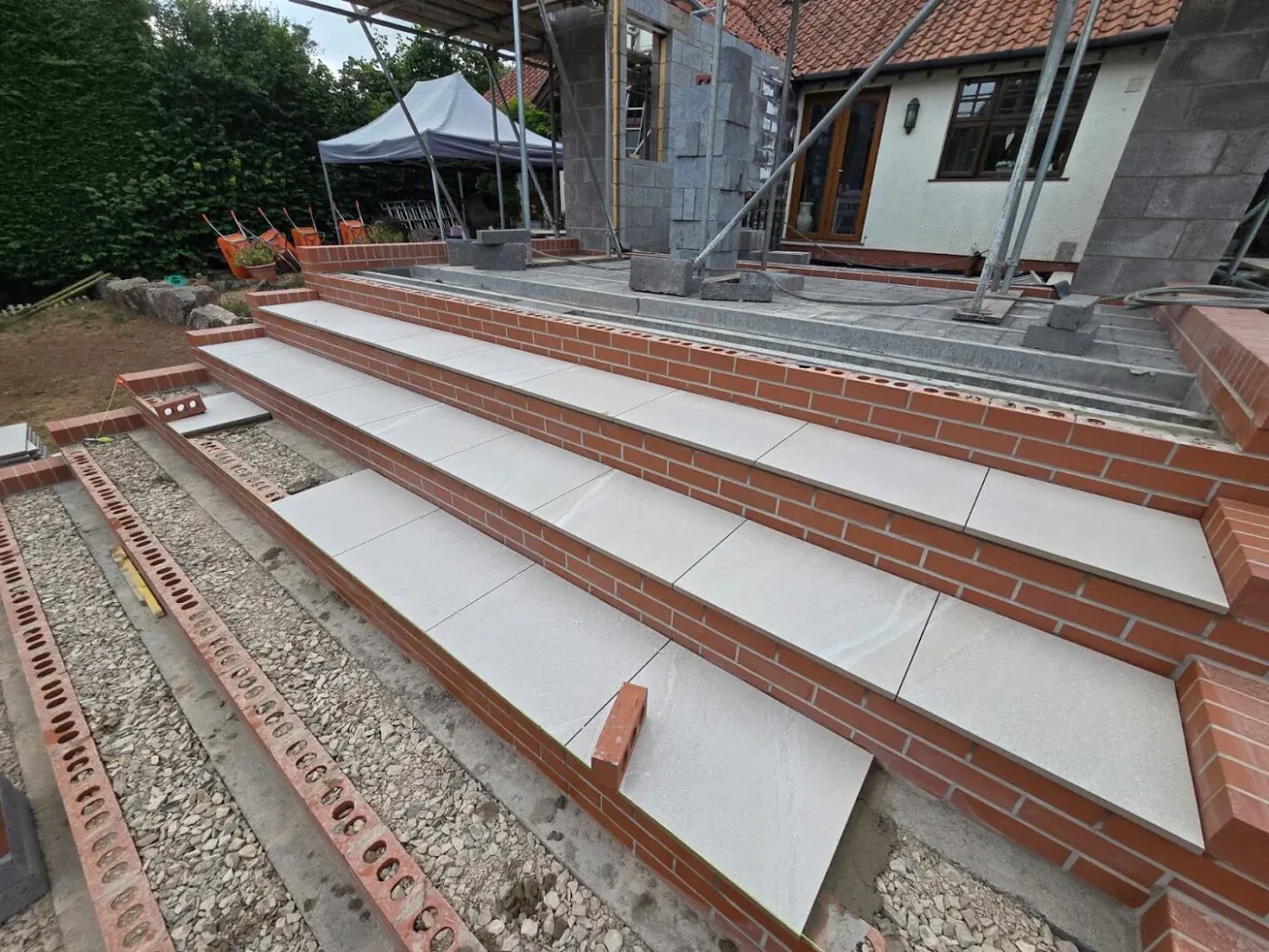Wide brick and paved garden steps Wide brick and paved garden steps