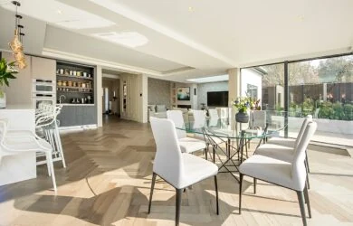 Dining area with garden glazing